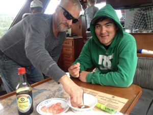 Aug.11,12 Larry Wesolowski of Nautical West Adventures hosted Lawrence, Todd, and Cory Marshall from Alberta out on a trip of a lifetime.  They caught 22 salmon, 3 halibut, and 30 crab.  Wow!  Congratualations everyone.  Great Job Skipper.  Anyone wishing to book a trip with Larry, please contact Ron. wakita@telus.net